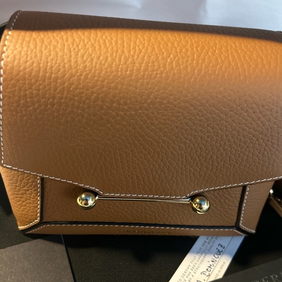 NWT STRATHBERRY Mosaic Nano Leather Top-Handle Bag Tan with Vanilla Stitch - Picture 8 of 15